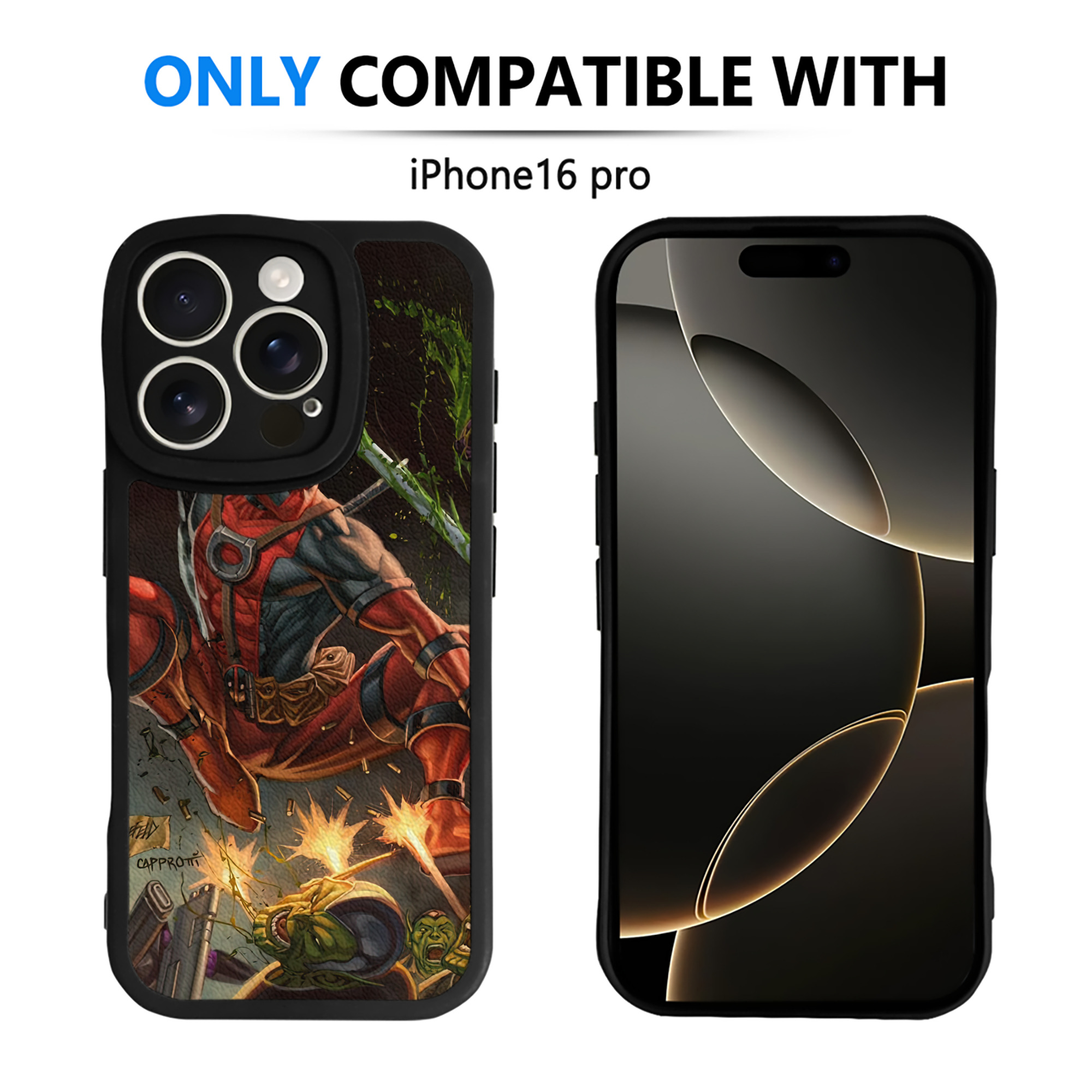 （画像用） Deadpool デッドプール 【iPhone 16シリーズ対応】シリコンスマホケース（レザー調） 材質：シリコン
